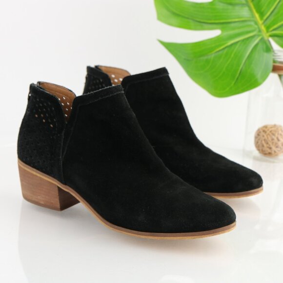 Susina Womens Blakely Boot Size 9.5 Black Suede Perforated Block Heel Bootie - Picture 12 of 12